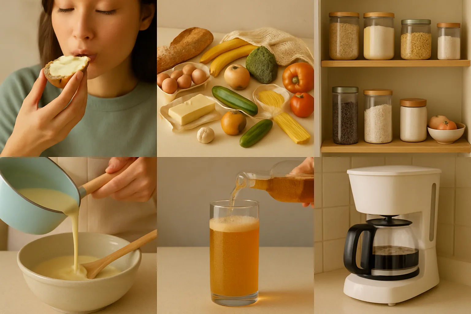 Food UGC examples arranged as creator content scenes including taste tests, grocery hauls, pantry restocks, and recipe demos.