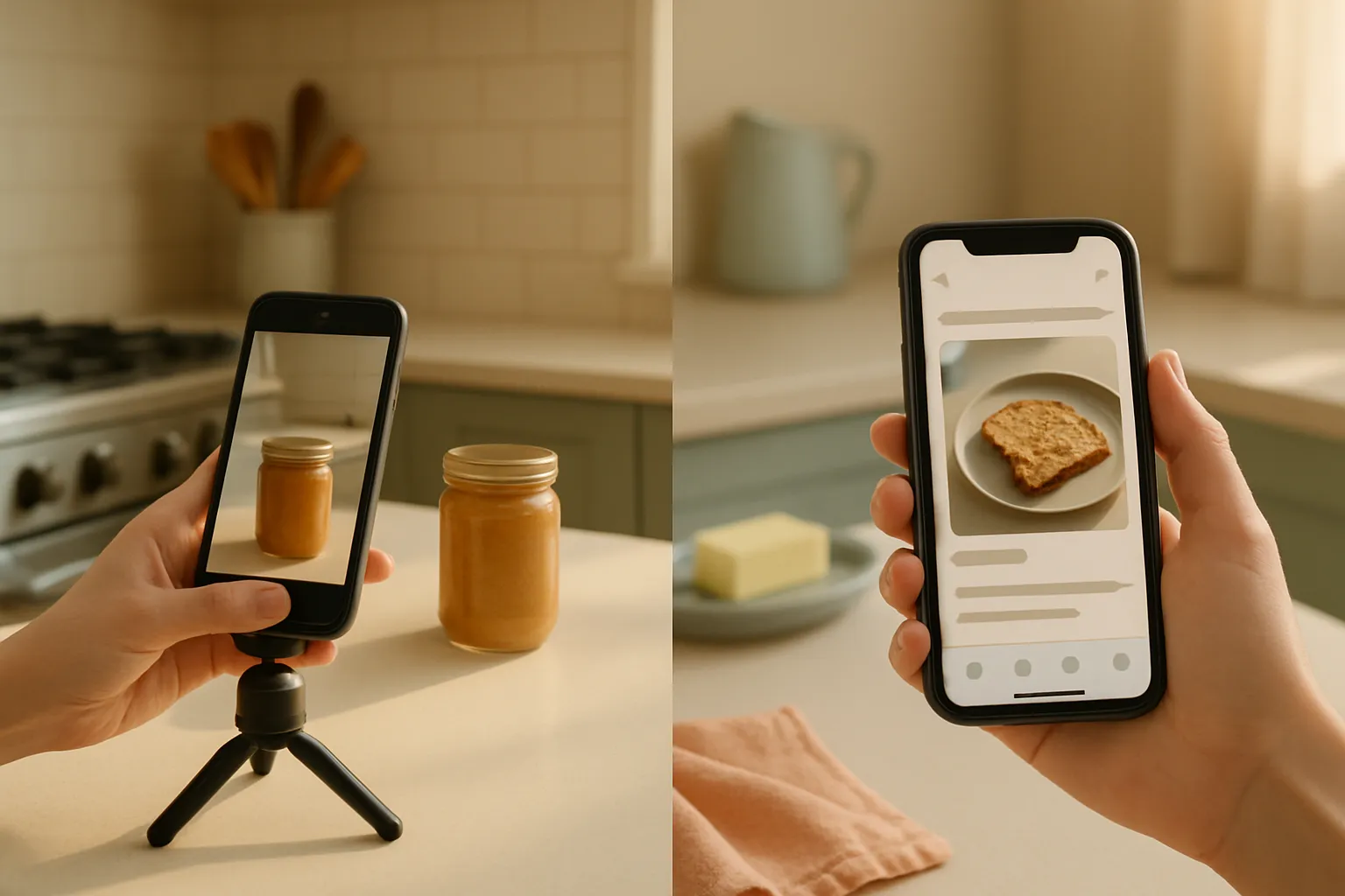 A visual comparison of UGC creator content production and influencer-style social posting.